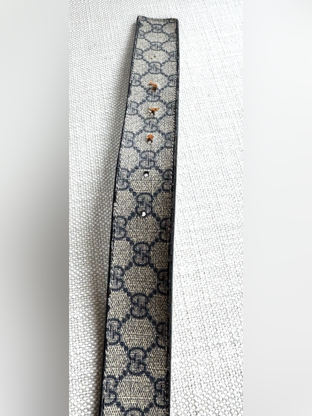 GUCCI GG Supreme Interlocking G Belt Blue Gray Monogram Leather 85/34 - Picture 4 of 10